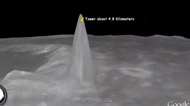 NASA卫星发现月球上有6座3英里高的外星人巨塔