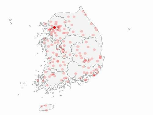 韩国人口分布图